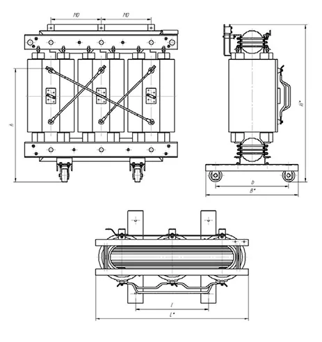 Конструкция сухого трансформатора с литой изоляцией типа ТСЛ 100 кВ*А