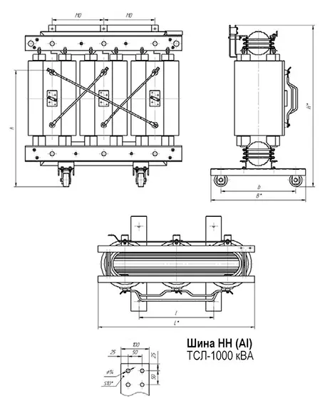 Трансформаторы типа ТСЛ 1000 кВ*А